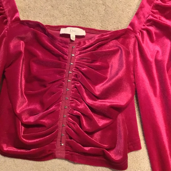 Klesis Pink Velvet Long Sleeve Top - Picture 3 of 5